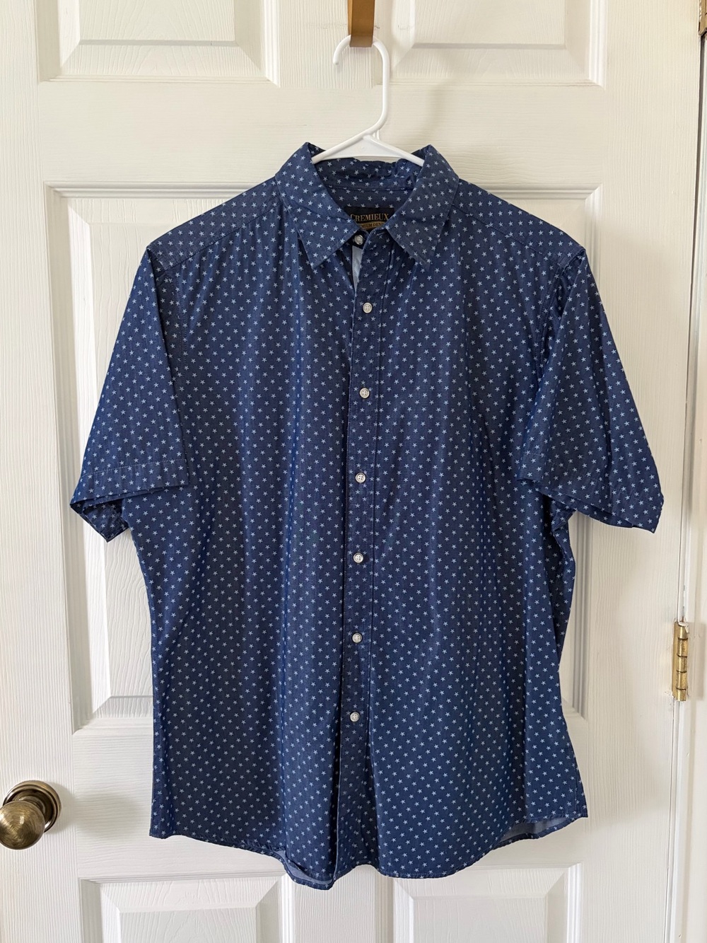 Daniel Cremieux Navy Short-Sleeve Button-Down with Micro Star Pattern